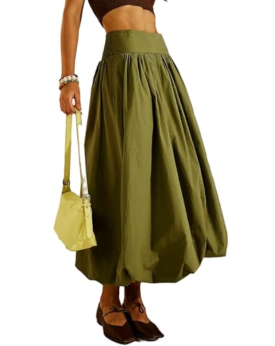 Amazon.com: Aonoapll Y2k Women Bubble Maxi Skirt Casual Elastic